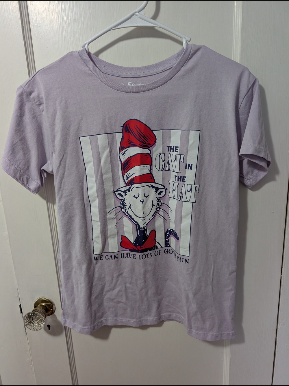 Dr. Seuss Lavender Kids Cat in the Hat Graphic Tee with Red Accents